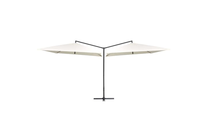 Dobbel parasoll med stålstang 250x250 cm sandhvit - Hvit - Hagemøbler & utemiljø - Solbeskyttelse - Parasoller