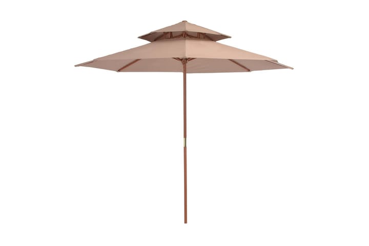 Dobbel parasoll med trestang 270 cm gråbrun - Rosa|Beige - Hagemøbler & utemiljø - Solbeskyttelse - Parasoller