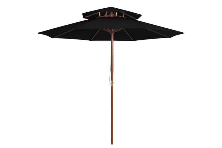 Dobbel parasoll med trestang 270 cm svart - Svart - Hagemøbler & utemiljø - Solbeskyttelse - Parasoller