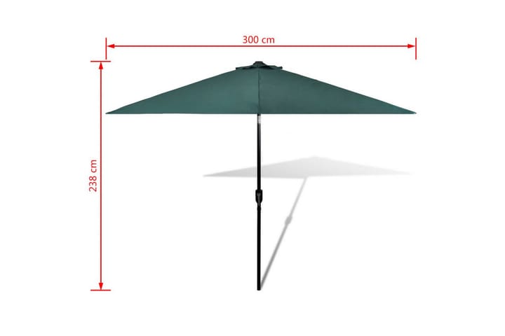 Grønn paraply 3m Stål pol - Grønn - Hagemøbler & utemiljø - Solbeskyttelse - Parasoller