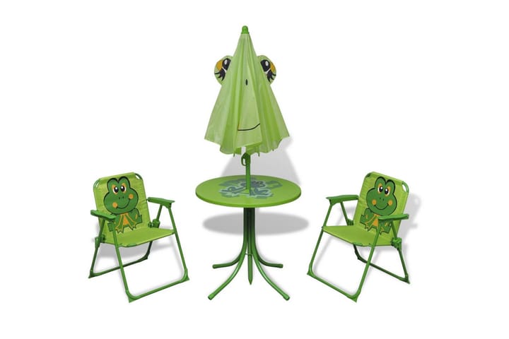 Hagegruppe til barn med parasoll 3 deler grønn - Grønn - Hagemøbler & utemiljø - Solbeskyttelse - Parasoller