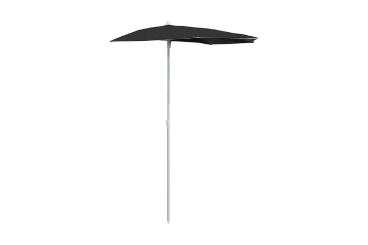 Halvrund parasoll med stang 180x90 cm svart - Svart - Hagemøbler & utemiljø - Solbeskyttelse - Parasoller