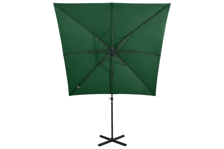 Hengeparasoll med stang og LED-lys 250 cm grønn - Grønn - Hagemøbler & utemiljø - Solbeskyttelse - Parasoller