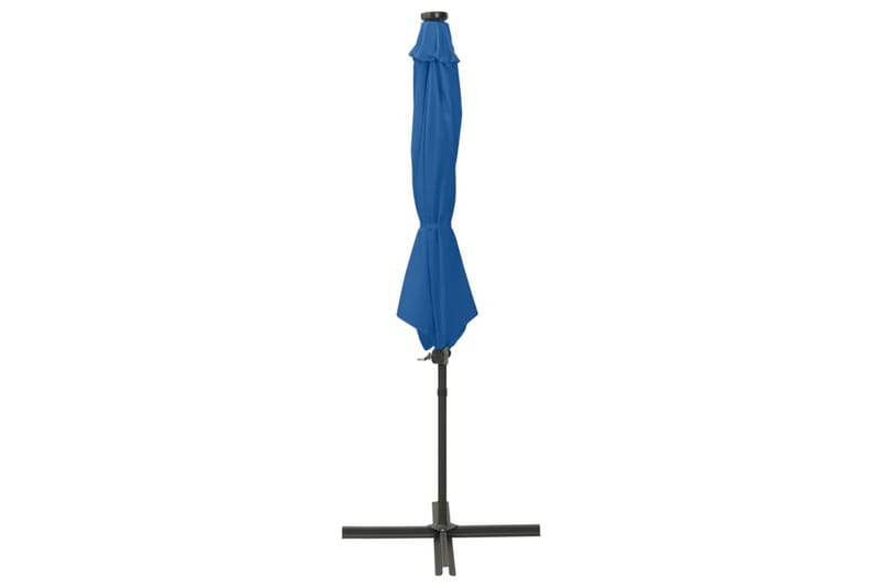 Hengeparasoll med stang og LED-lys 300 cm asurblå - Blå - Hagemøbler & utemiljø - Solbeskyttelse - Parasoller