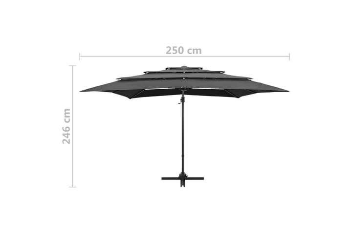 Parasoll med aluminiumsstang 4 nivåer 250x250 cm antrasitt - Antrasittgrå - Hagemøbler & utemiljø - Solbeskyttelse - Parasoller