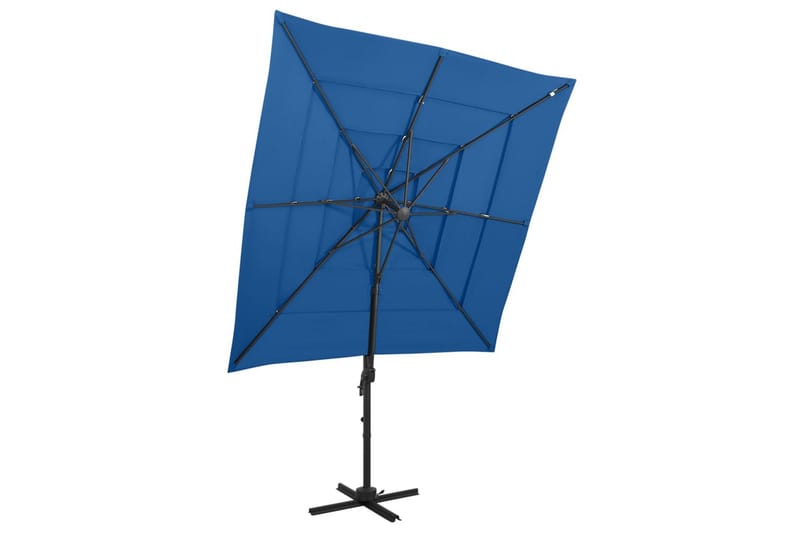 Parasoll med aluminiumsstang 4 nivåer 250x250 cm asurblå - Blå - Hagemøbler & utemiljø - Solbeskyttelse - Parasoller