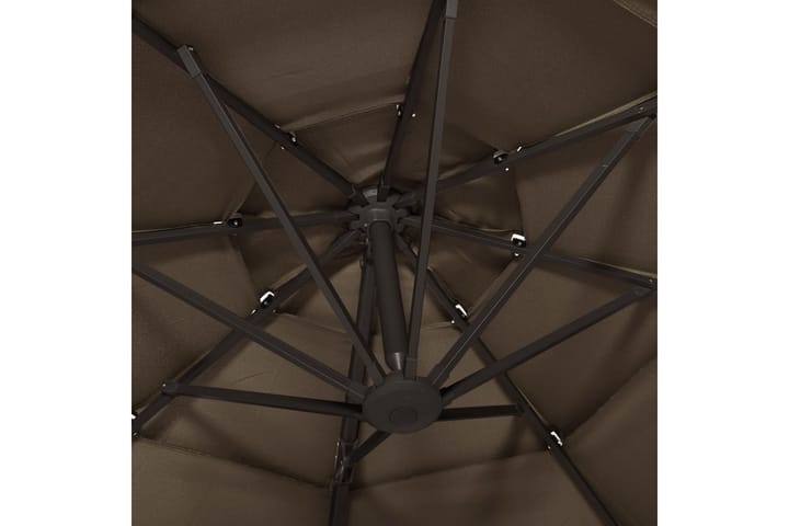 Parasoll med aluminiumsstang 4 nivåer 3x3 m gråbrun - Taupe - Hagemøbler & utemiljø - Solbeskyttelse - Parasoller