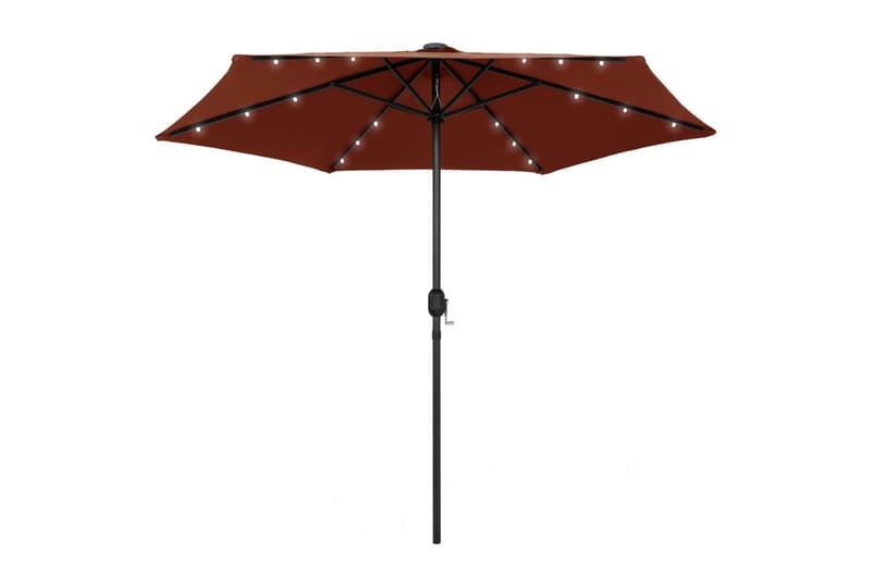 Parasoll med LED-lys og aluminiumsstang 270 cm terrakotta - Rød - Hagemøbler & utemiljø - Solbeskyttelse - Parasoller