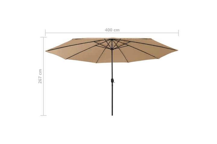 Parasoll med LED-lys og metallstang 400 cm gråbrun - Taupe - Hagemøbler & utemiljø - Solbeskyttelse - Parasoller