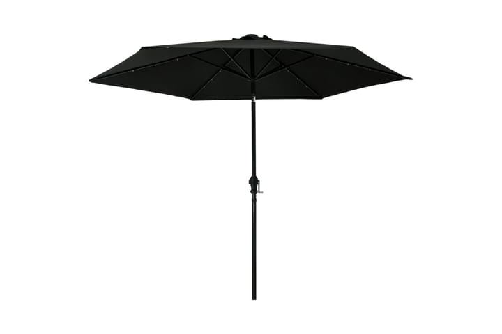 Parasoll med LED-lys og stålstang 300 cm svart - Hagemøbler & utemiljø - Solbeskyttelse - Parasoller