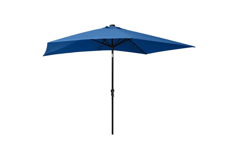 Parasoll med lysdioder og stålstang asurblå 2x3 m - Hagemøbler & utemiljø - Solbeskyttelse - Parasoller
