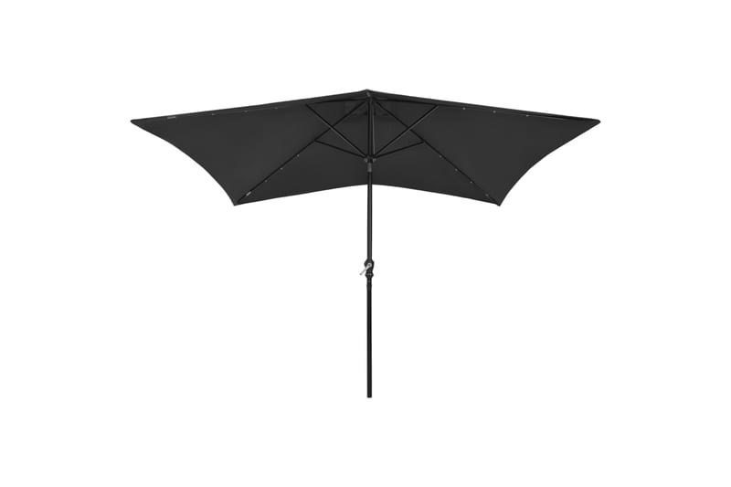 Parasoll med lysdioder og stålstang svart 2x3 m - Hagemøbler & utemiljø - Solbeskyttelse - Parasoller