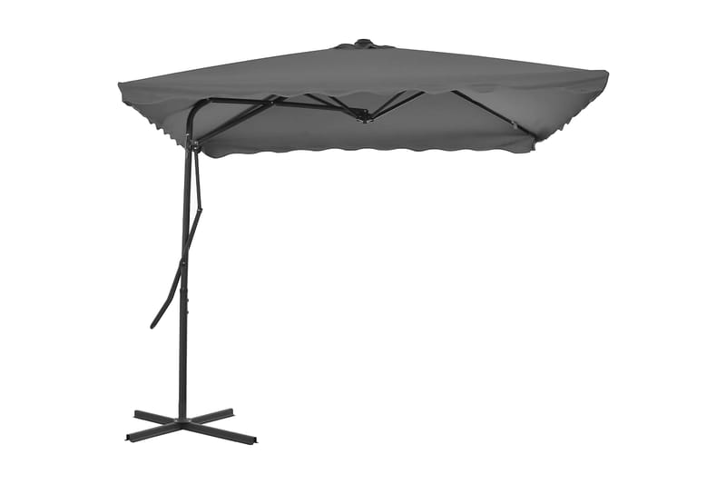 Parasoll med stålstang 250x250 cm antrasitt - Grå|Svart - Hagemøbler & utemiljø - Solbeskyttelse - Parasoller