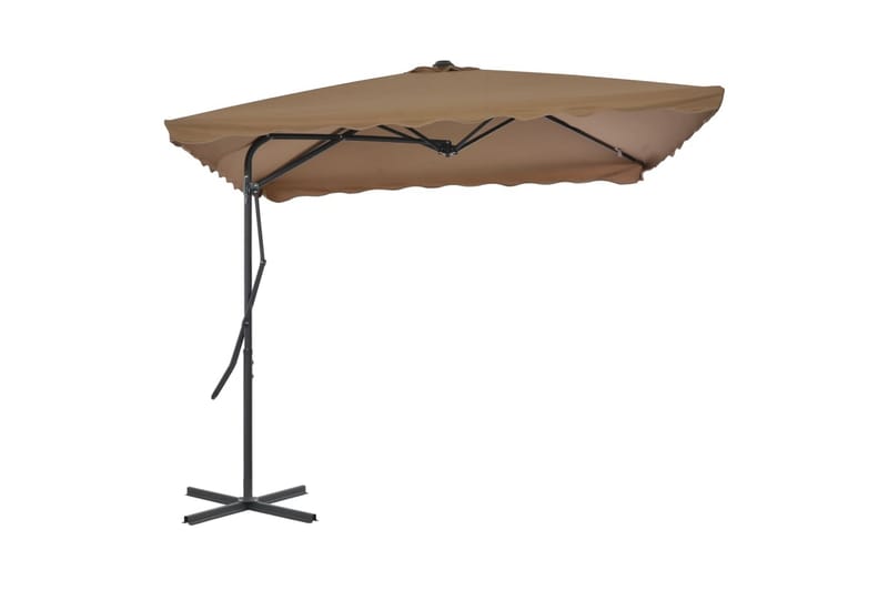 Parasoll med stålstang 250x250 cm gråbrun - Brun|Beige - Hagemøbler & utemiljø - Solbeskyttelse - Parasoller