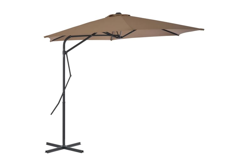Parasoll med stålstang 300 cm gråbrun - Beige|Svart - Hagemøbler & utemiljø - Solbeskyttelse - Parasoller