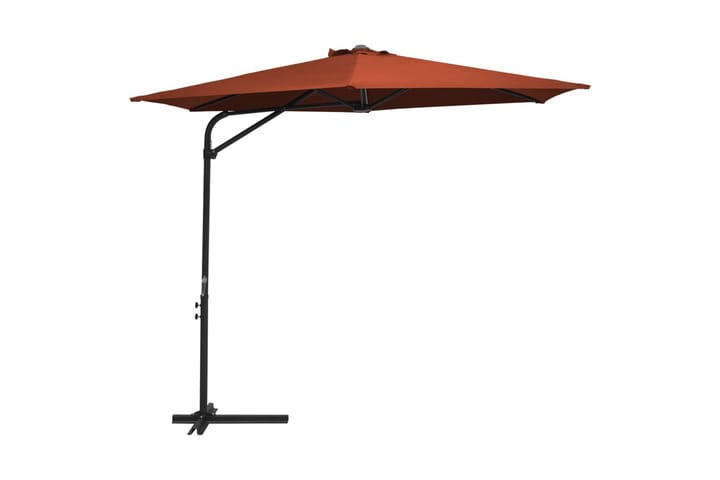 Parasoll med stålstang 300 cm terrakotta - Hagemøbler & utemiljø - Solbeskyttelse - Parasoller