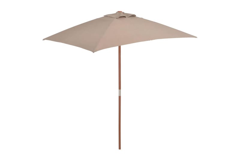 Parasoll med trestang 150x200 cm gråbrun - Brun|Beige - Hagemøbler & utemiljø - Solbeskyttelse - Parasoller