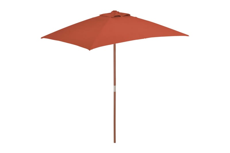 Parasoll med trestang 150x200 cm terrakotta - Orange - Hagemøbler & utemiljø - Solbeskyttelse - Parasoller