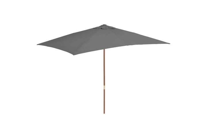 Parasoll med trestang 200x300 cm antrasitt - Hagemøbler & utemiljø - Solbeskyttelse - Parasoller