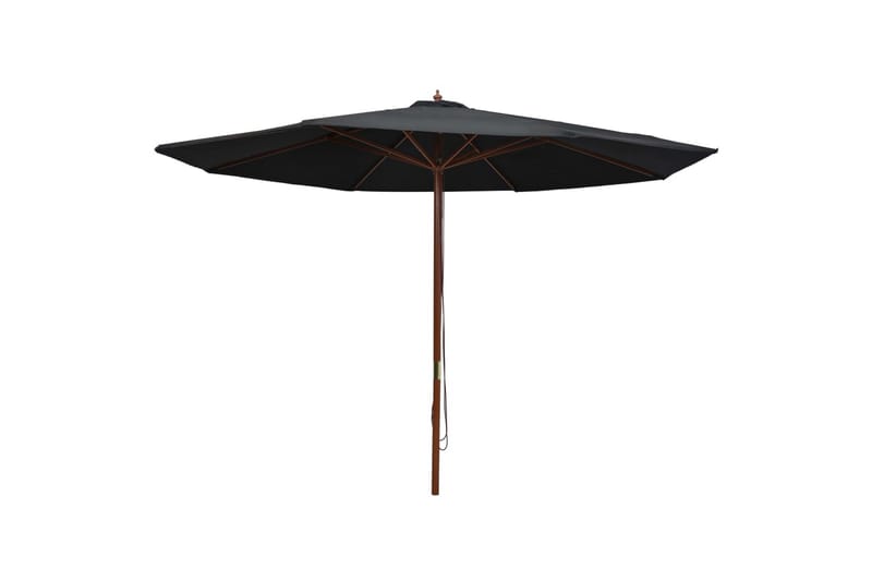 Parasoll med trestang 350 cm svart - Hagemøbler & utemiljø - Solbeskyttelse - Parasoller