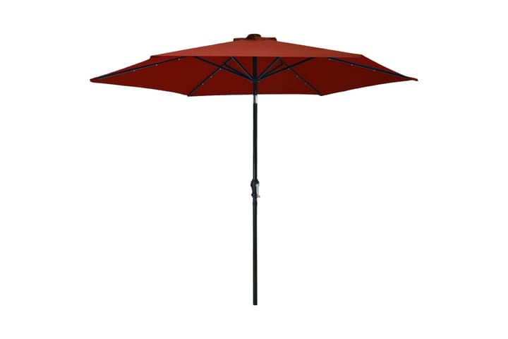 Utendørs parasoll med LED-lys og stålstang 300 cm terrakotta - Brun - Hagemøbler & utemiljø - Solbeskyttelse - Parasoller