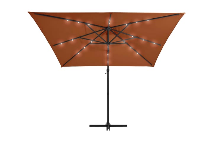 Utendørs parasoll med LED-lys terrakotta 250x250 cm - Rød - Hagemøbler & utemiljø - Solbeskyttelse - Parasoller