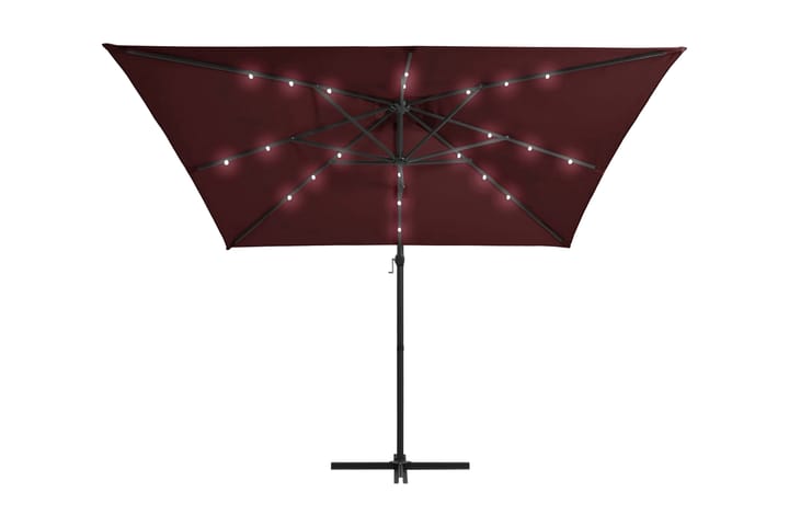 Utendørs parasoll med LED-lys vinrød 250x250 cm - Rød - Hagemøbler & utemiljø - Solbeskyttelse - Parasoller