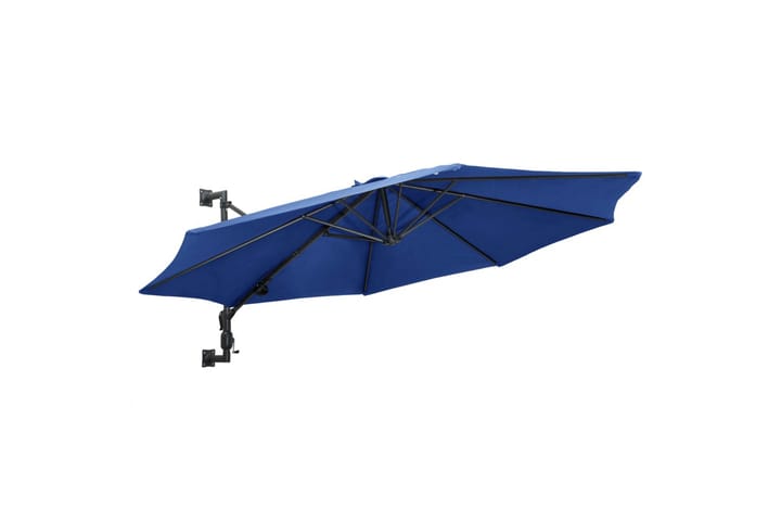 Veggmontert parasoll med metallstang 300 cm blå - Blå - Hagemøbler & utemiljø - Solbeskyttelse - Parasoller