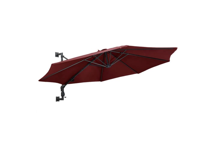 Veggmontert parasoll med metallstang 300 cm burgunder - Rød - Hagemøbler & utemiljø - Solbeskyttelse - Parasoller