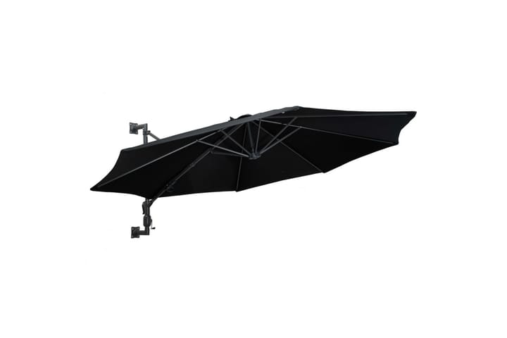 Veggmontert parasoll med metallstang 300 cm svart - Svart - Hagemøbler & utemiljø - Solbeskyttelse - Parasoller