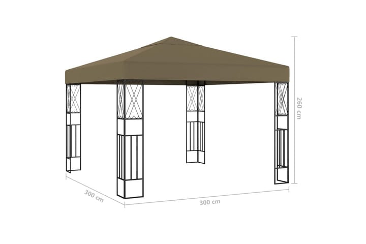 Paviljong 3x3 m gråbrun stoff - Taupe - Hagemøbler & utemiljø - Solbeskyttelse - Paviljong - Komplett paviljong