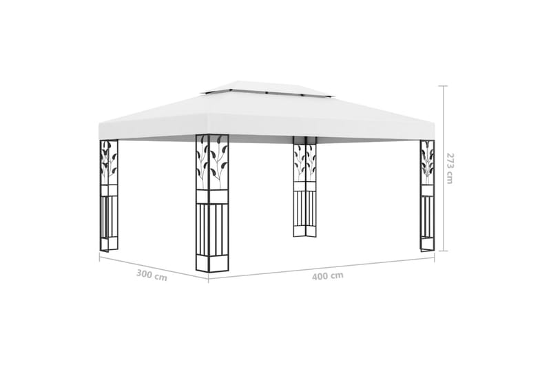 Paviljong med dobbelt tak 3x4 m hvit - Hvit - Hagemøbler & utemiljø - Solbeskyttelse - Paviljong - Komplett paviljong
