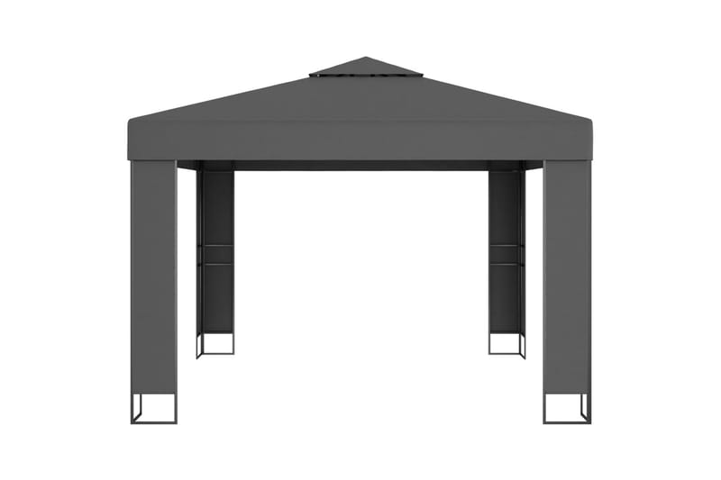 Paviljong med dobbelt tak og lysslynge 3x3 m antrasitt - Antrasittgrå - Hagemøbler & utemiljø - Solbeskyttelse - Paviljong - Komplett paviljong