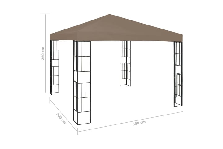 Paviljong med lysslynge 3x3 m gråbrun - Taupe - Hagemøbler & utemiljø - Solbeskyttelse - Paviljong - Komplett paviljong
