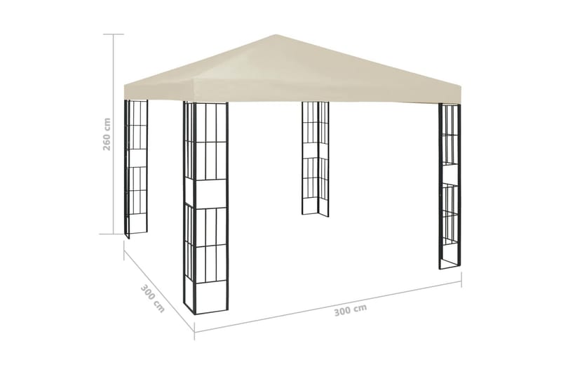 Paviljong med lysslynge 3x3 m kremhvit - Krem - Hagemøbler & utemiljø - Solbeskyttelse - Paviljong - Komplett paviljong
