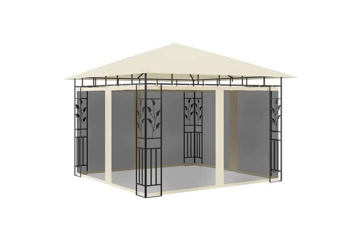 Paviljong med myggnett og lysslynge 3x3x2,73m 180 g/m² - Krem - Hagemøbler & utemiljø - Solbeskyttelse - Paviljong - Komplett paviljong