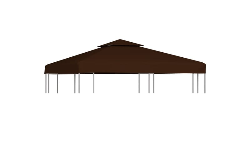Dobbel toppduk til paviljong 310 g/m² 3x3 m brun - Hagemøbler & utemiljø - Solbeskyttelse - Paviljong - Paviljongtak