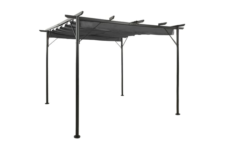 Pergola med uttrekkbart tak antrasitt 3x3 m stål 180 g/m² - Antrasittgrå - Hagemøbler - Solbeskyttelse - Pergola