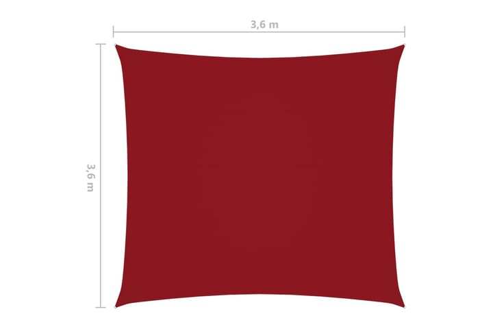 Solseil oxfordstoff firkantet 3,6x3,6 m rød - Rød - Hagemøbler & utemiljø - Solbeskyttelse - Solseil