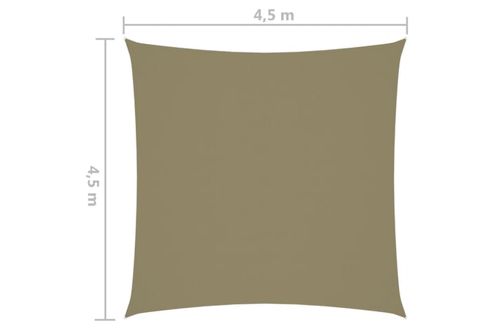 Solseil oxfordstoff kvadratisk 4,5x4,5 m beige - Beige - Hagemøbler & utemiljø - Solbeskyttelse - Solseil