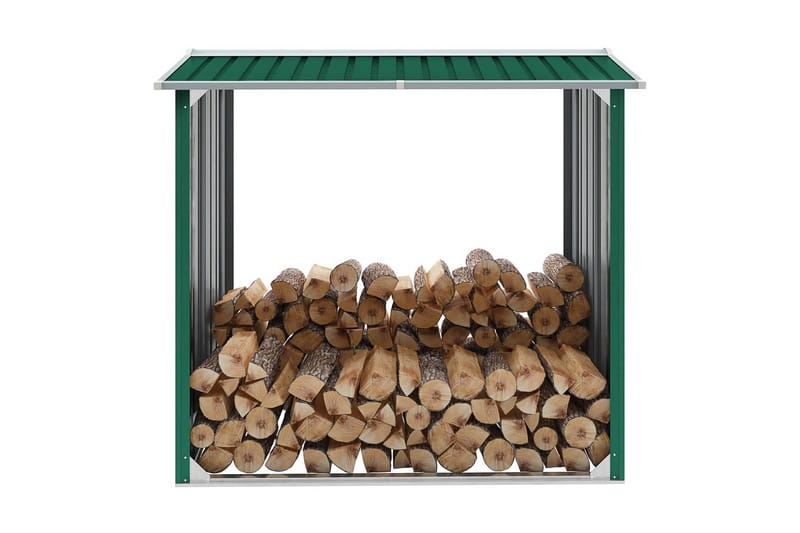Vedskjul galvanisert stål 172x91x154 cm grønn - Hagemøbler & utemiljø - Utendørsoppbevaring - Vedoppbevaring