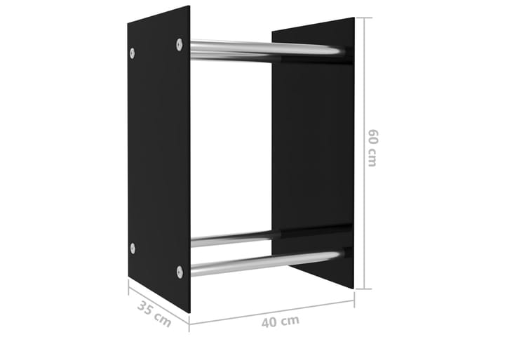 Vedstativ svart 40x35x60 cm glass - Hagemøbler & utemiljø - Utendørsoppbevaring - Vedoppbevaring