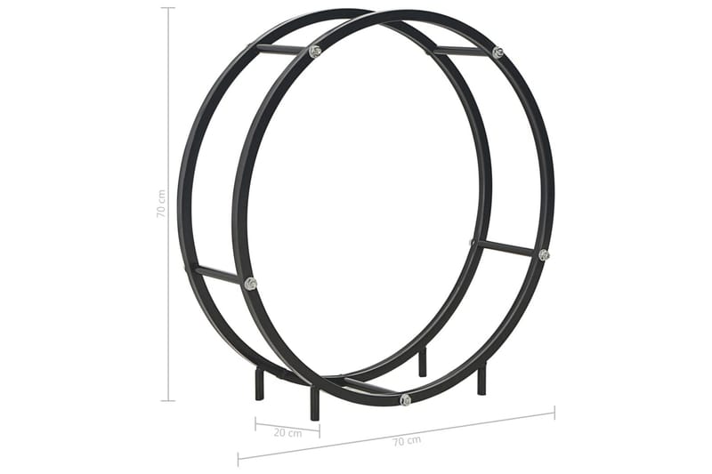 Vedstativ svart 70x20x70 cm stål - Svart - Oppbevaring - Oppbevaringsmøbler - Kommode