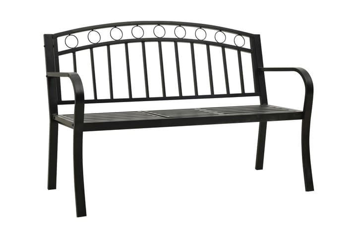 Hagebenk med bord 125 cm stål svart - Svart - Hagemøbler & utemiljø - Utesofa - Hagebenk & utebenk