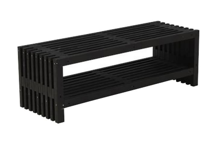 Rustikk benk Design av terrassebord138x49x45cm m/hylle svart - Grå - Hagemøbler & utemiljø - Utesofa - Hagebenk & utebenk