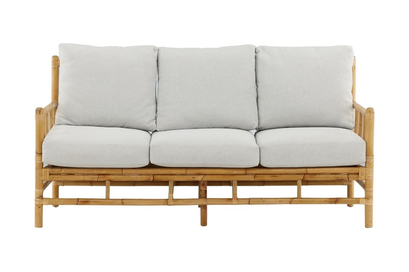 3-seter Sofa Carrien med Pute Bambus/Grå - Hagemøbler & utemiljø - Utesofa - Hagebenk & utebenk