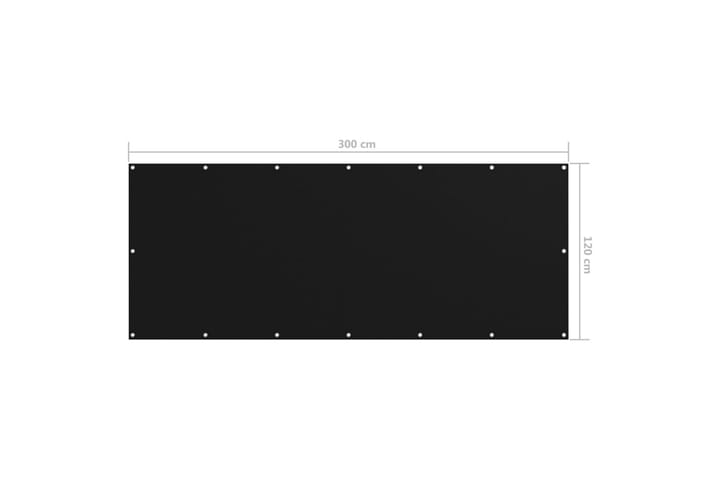 Balkongskjerm svart 120x300 cm oxfordstoff - Svart - Hagemøbler & utemiljø - Solbeskyttelse - Balkongbeskyttelse