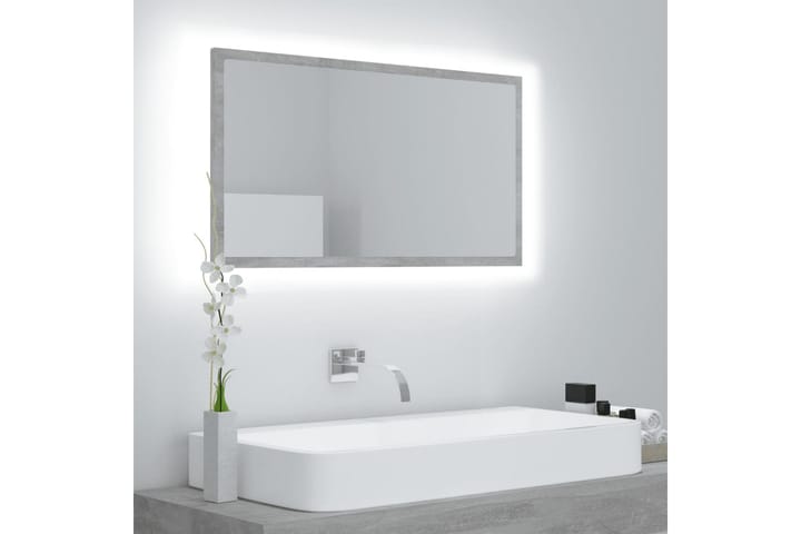 Baderomsspeil LED 80x8,5x37 cm sponplate betonggrå - Grå - Interiør - Baderomsinnredning - Baderomsspeil
