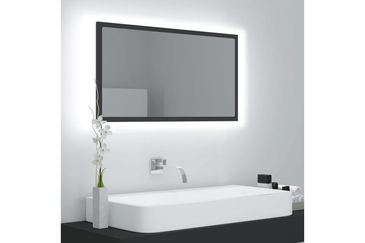 Baderomsspeil LED 80x8,5x37 cm sponplate grå - Grå - Innredning - Baderomsinnredning - Baderomsspeil