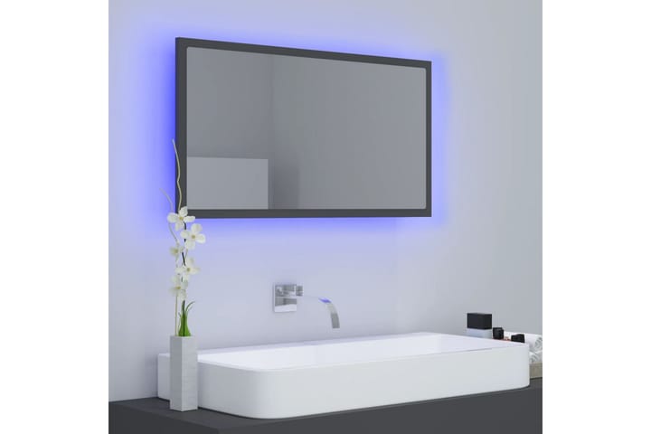 Baderomsspeil LED 80x8,5x37 cm sponplate grå - Grå - Innredning - Baderomsinnredning - Baderomsspeil